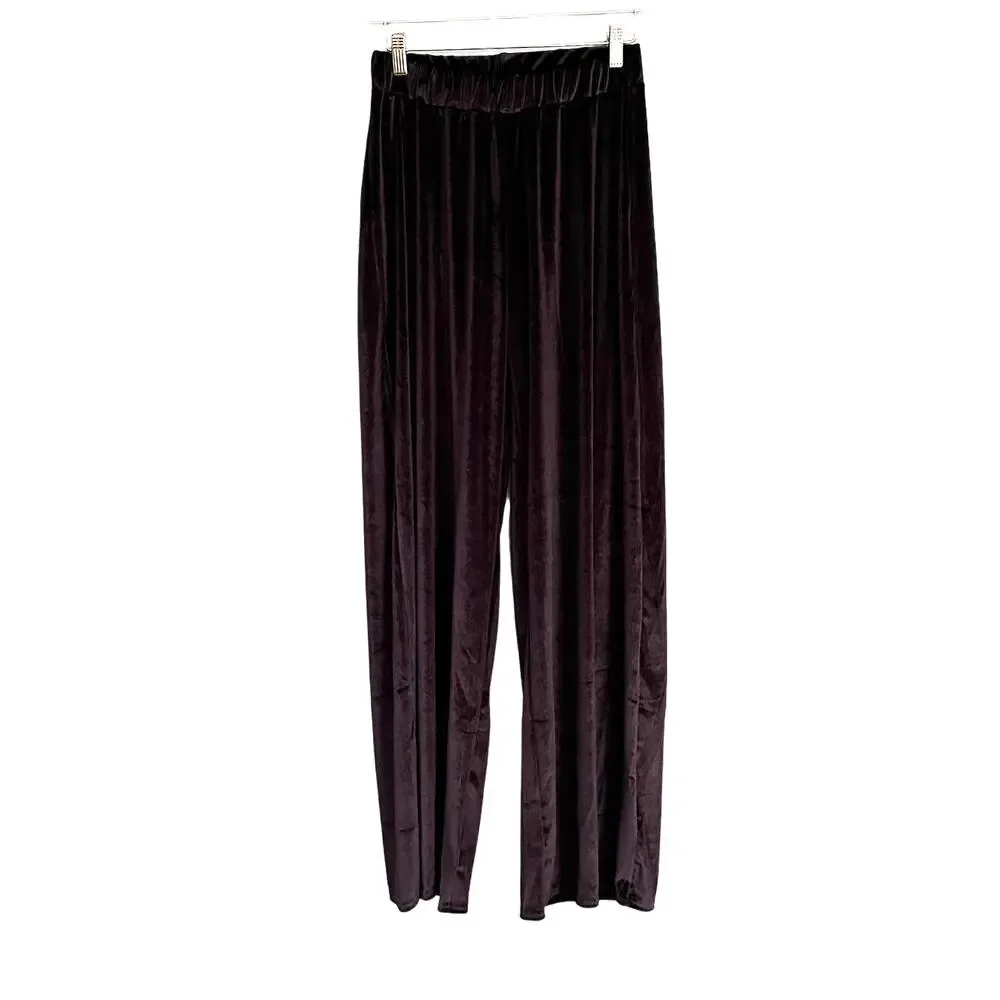 NWT Nasty Gal Velour Wide leg trouser size 6  Chocolate Brown - Picture 2 of 7
